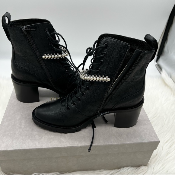 Jimmy Choo | Cruz Embellished Leather Combat Boots - Picture 8 of 14